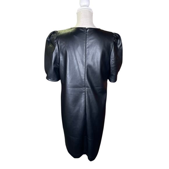 NWT LOFT Women's 12 Faux Leather Shift Dress Black Office Siren Career Edgy Work - Picture 7 of 11